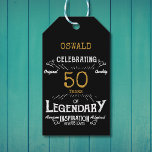 50th Birthday Black Gold Legendary Vintage Gift Tags<br><div class="desc">A personalised elegant 50th birthday vintage gift label that is easy to customise for that special birthday party occasion.</div>