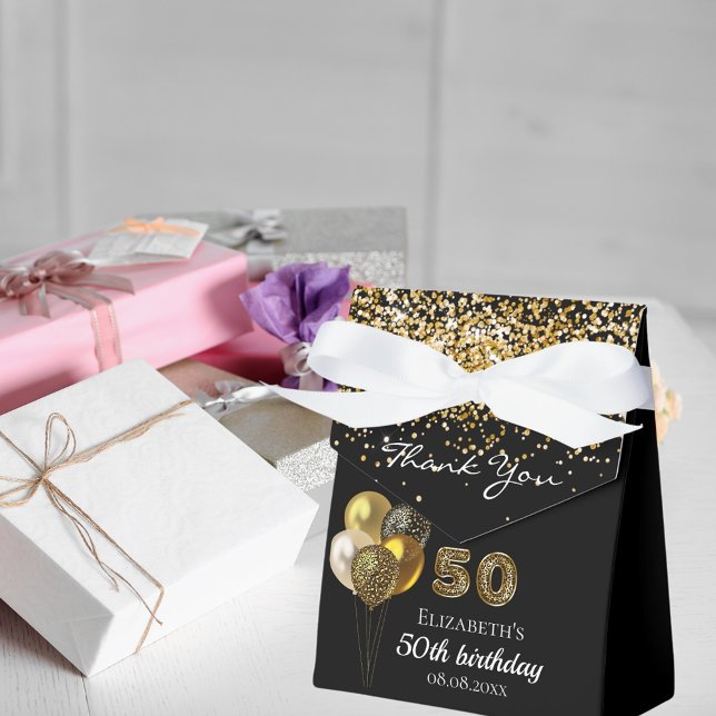 50th birthday black gold leopard thank you favour box (Creator Uploaded)