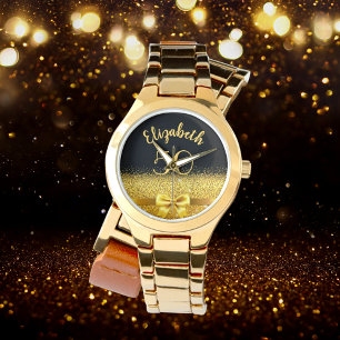 50th birthday black gold  name watch