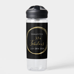 50th Birthday Black Gold Personalised Water Bottle