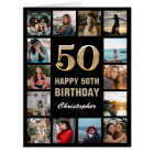 50th Birthday Black Gold Photo Collage Extra Large