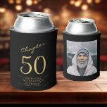 50th Birthday Black Gold Photo Template Can Cooler<br><div class="desc">Celebrate your loved one's birthday in style with a personalised black and gold birthday can cooler featuring their favourite photo. Discover how this high-quality,  customisable cooler can elevate any birthday celebration and create a lasting impression for the birthday honoree.</div>