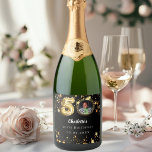 50th birthday black gold stars photo sparkling wine label<br><div class="desc">Black background,  decorated with golden stars. Personalise and add a photo,  name,  age,  date.</div>