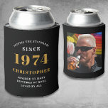 50th Birthday Black Gold With Photo<br><div class="desc">Personalised Birthday add your name and year can cooler with your photo on the rear. Edit the name and year with the template provided. A wonderful custom birthday party accessory. More gifts and party supplies available with the "setting standards" design in the store.</div>
