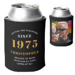 50th Birthday Black Gold With Photo<br><div class="desc">Personalised Birthday add your name and year can cooler with your photo on the rear. Edit the name and year with the template provided. A wonderful custom birthday party accessory. More gifts and party supplies available with the "setting standards" design in the store.</div>