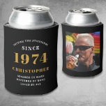 50th Birthday Black Gold With Photo Can Cooler<br><div class="desc">Personalised Birthday add your name and year can cooler with your photo on the rear. Edit the name and year with the template provided. A wonderful custom birthday party accessory. More gifts and party supplies available with the "setting standards" design in the store.</div>