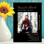 50th Birthday Black Invitation<br><div class="desc">A modern and minimalist 50th birthday invitation. Our collection of elegant birthday invitation designs means you can guarantee that RSVP. The modern black and gold design touches are subtle to let the radiance of your photograph shine through.</div>