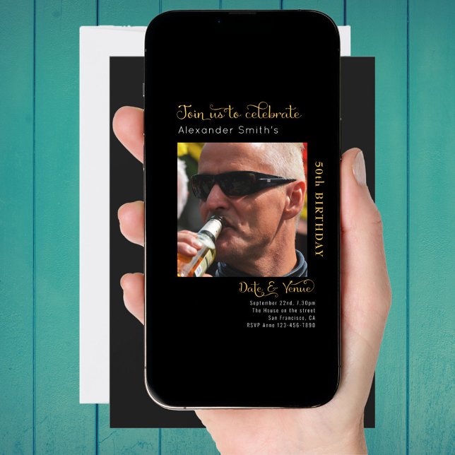 50th Birthday Black Invitation (Creator Uploaded)