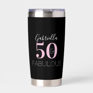 50th Birthday Black Pink Personalized Party Favor  Insulated Tumbler