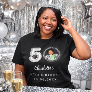 50th birthday black silver photo T-Shirt