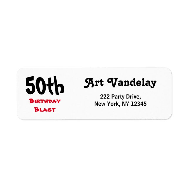 50th Birthday Blast Return Address Label (Front)