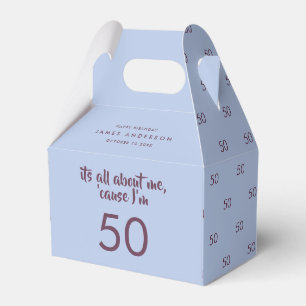 50th Birthday blue elegant modern  Favour Box