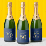 50th Birthday Blue Gold Chapter 50 Sparkling Wine Label<br><div class="desc">Add a touch of sparkle to your loved one's 50th birthday celebration with these gorgeous Blue Gold sparkling wine bottle labels. Perfect for that finishing touch to a party.</div>
