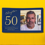 50th Birthday Blue Gold Photo Banner<br><div class="desc">Celebrate your loved one's birthday in style with a blue and gold birthday banner featuring their favourite photo. Discover how this high-quality,  customisable banner can elevate any birthday celebration and create a lasting impression for the birthday honoree.</div>