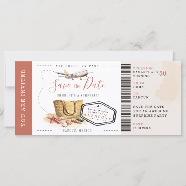 50th Birthday Boarding Pass Party Invitation (Front)