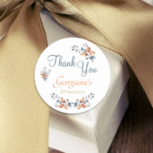 50th Birthday Boho Autumn Thanks You Stickers