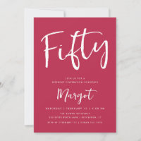 50th Birthday Bold Forty Brush Script Magenta