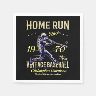 50th birthday Born 1970 Vintage Baseball Men Black Napkin