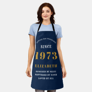 50th Birthday Born 1973 Blue Gold Lady's Apron