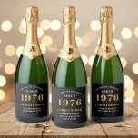50th Birthday Born 1976 Add Name Black Gold Sparkling Wine Label<br><div class="desc">Personalized Birthday add your name and year beer label. Edit the name and year with the template provided. A wonderful custom birthday party accessory. More gifts and party supplies available with the "setting standards" design in the store.</div>