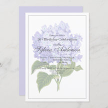 50th Birthday Botanical Hydrangea Invitation