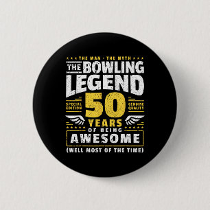50th Birthday Bowling 50 Years Old Bowler 6 Cm Round Badge