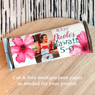 50th Birthday Candy Wrapper Hawaiian Pink Hibiscus