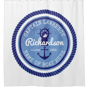 50th Birthday Captain Nautical Rope Anchor Helm Shower Curtain