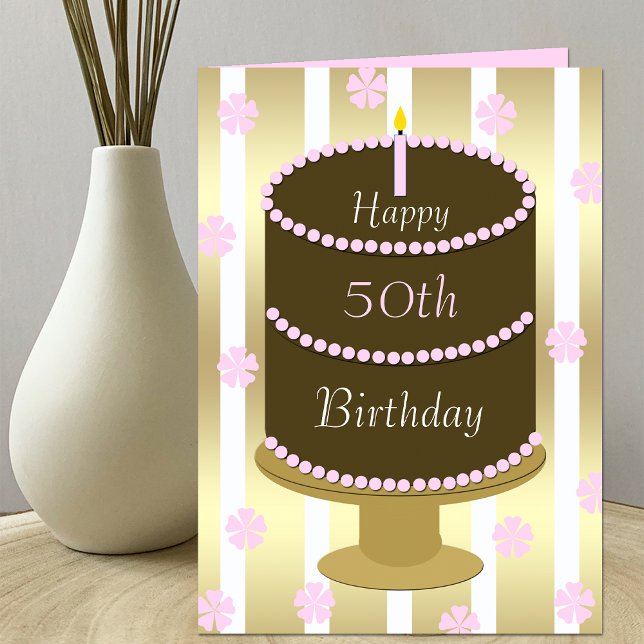 50th Birthday Card Cake in Pink (Creator Uploaded)