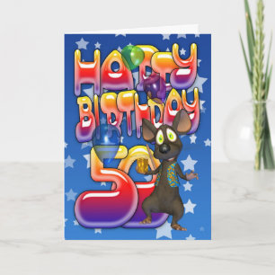 50th Birthday Card cute with little mouse