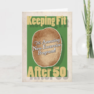 50th Birthday card: Potato Bag Fitness Program Card