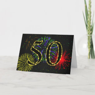 50th Birthday card with fireworks