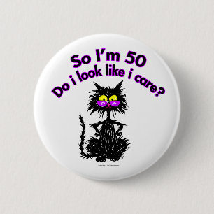 50th Birthday Cat Gifts 6 Cm Round Badge