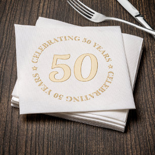 50th Birthday Celebrating 50 Years Gold Fifty Foil Napkins