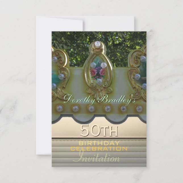 50th Birthday Celebration Carousel Custom Invite (Front)