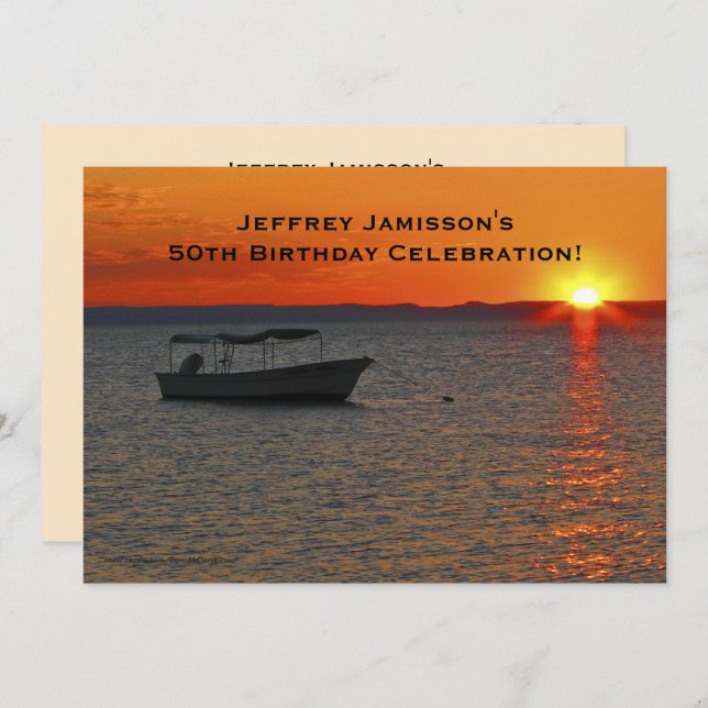 50th Birthday Celebration Invitation, Fishing Boat Invitation (Front/Back)