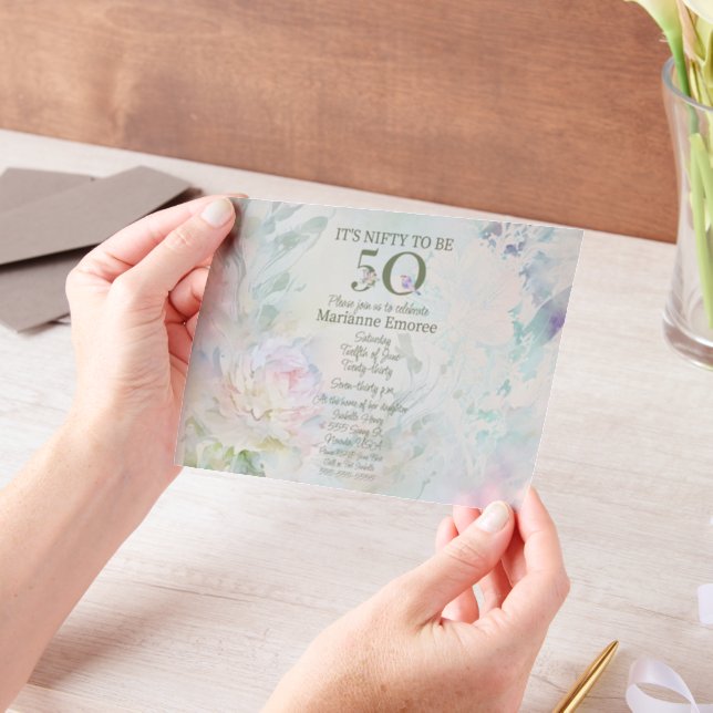 50th Birthday Celebration Vellum Invitations (Handheld)