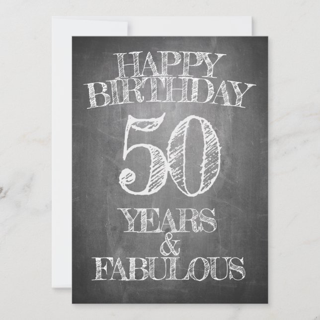 50th Birthday Chalkboard Style Greeting (Front)