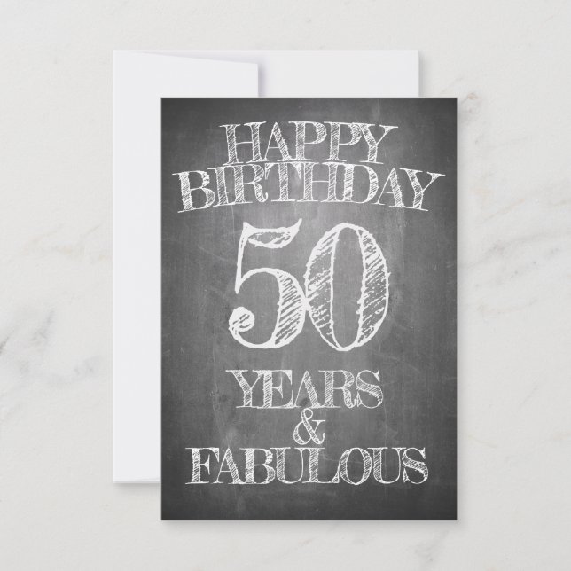 50th Birthday Chalkboard Style Greeting (Front)