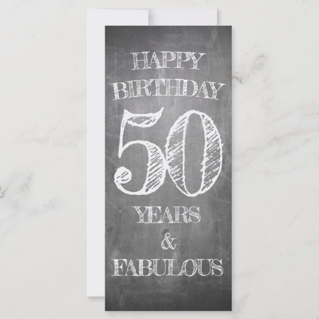 50th Birthday Chalkboard Style Greeting (Front)