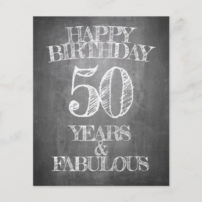 50th Birthday Chalkboard Style Greeting (Front)