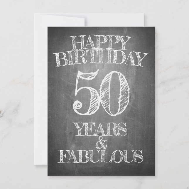 50th Birthday Chalkboard Style Greeting (Front)