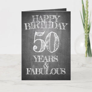 50th Birthday Chalkboard Style Greeting Card