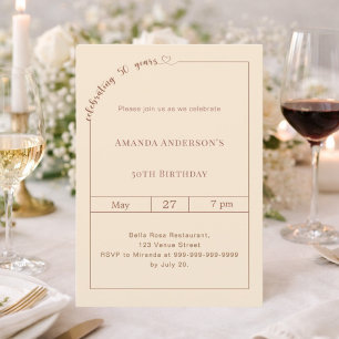 50th birthday champagne gold invitation
