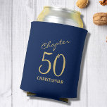 50th Birthday Chapter 50 Blue Gold Can Cooler<br><div class="desc">Add a touch of sparkle to your loved one's 50th birthday celebration with these gorgeous Blue Gold can coolers. Perfect for that finishing touch to a party.</div>