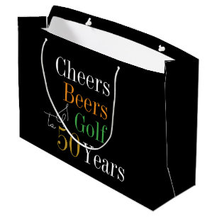 50th Birthday Cheers and Beers Golf Party Favor Large Gift Bag