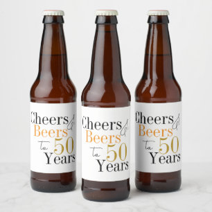 50th Birthday Cheers and Beers Party Beer Bottle Label
