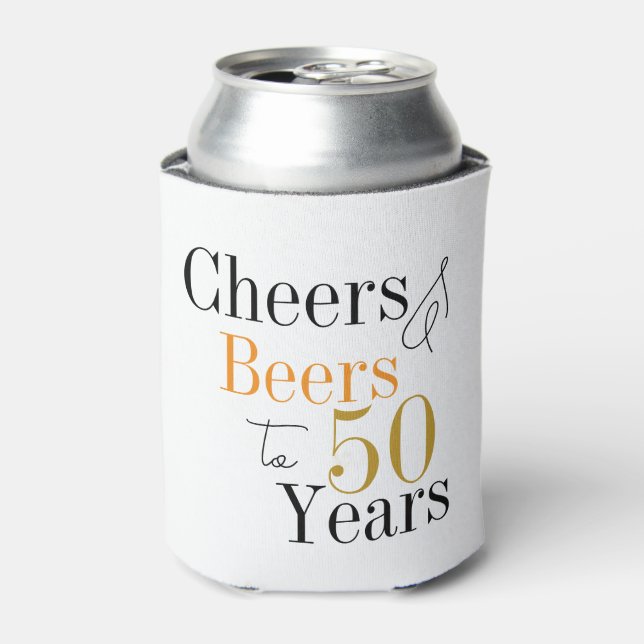 50th Birthday Cheers and Beers Party Can Cooler (Can Front)