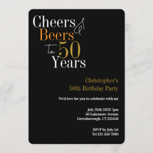 50th Birthday Cheers and Beers Party Invitation
