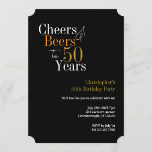 50th Birthday Cheers and Beers Party Invitation